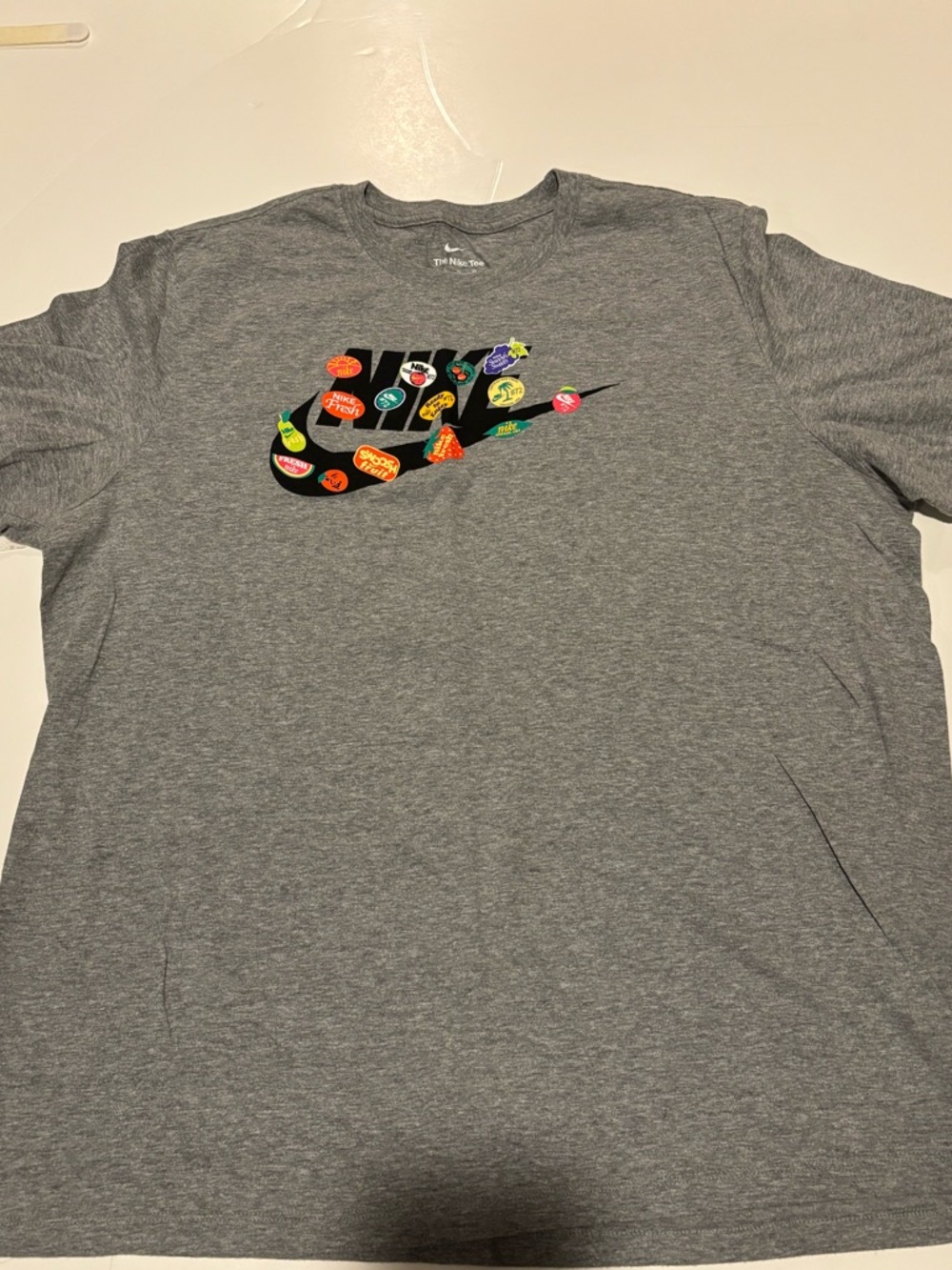 Nike Gray Tee with White Swoosh and Text